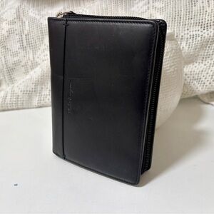 Salvatore Ferragamo Black Leather Zipped case for passport, blackberry, phone